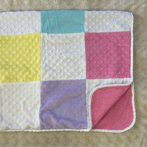 Circo Patchwork Squares Baby Blanket Minky Dot Pink White Blue Yellow Sherpa